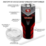 customized san francisco 49ers arrow armor red black curved tumbler best selling.webp