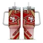 customized san francisco 49ers arrow burst red curved tumbler best selling.webp
