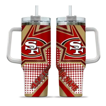 customized san francisco 49ers arrow burst red curved tumbler best selling.webp