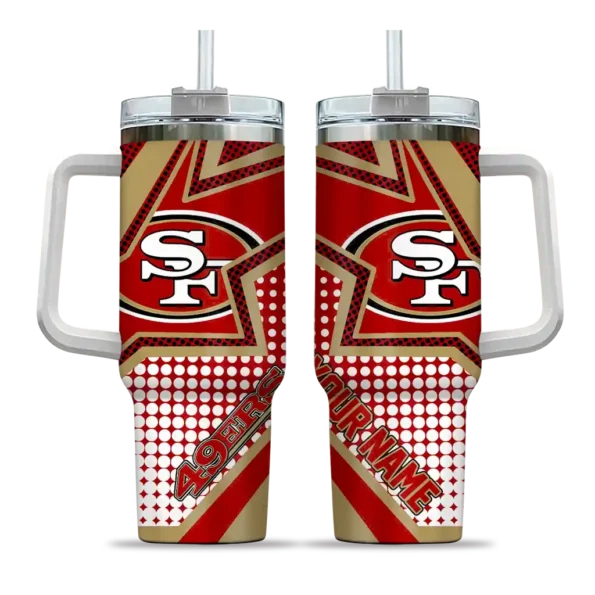 customized san francisco 49ers arrow burst red curved tumbler best selling.webp