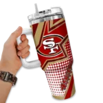 customized san francisco 49ers arrow burst red curved tumbler best selling.webp