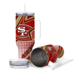 customized san francisco 49ers arrow burst red curved tumbler best selling.webp