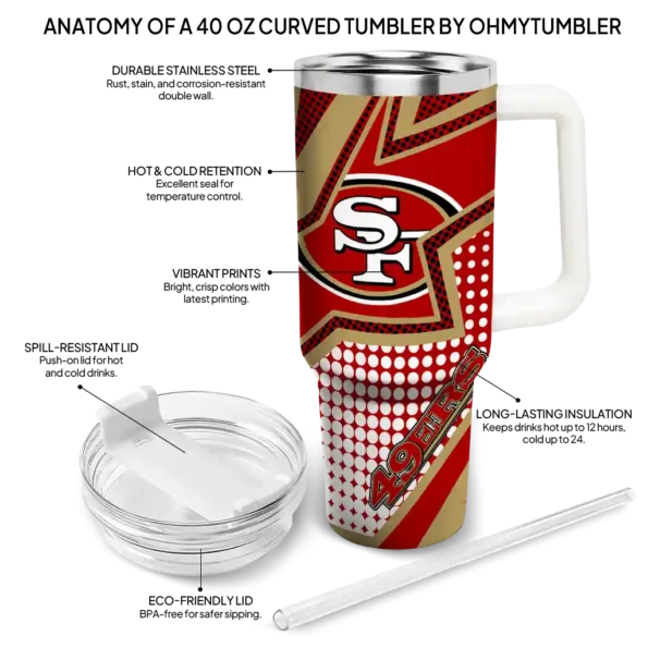 customized san francisco 49ers arrow burst red curved tumbler new arrival.webp