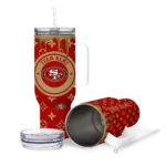 customized san francisco 49ers bullseye drips red curved tumbler best selling.webp