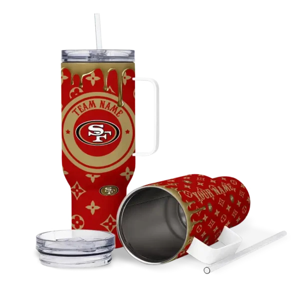 customized san francisco 49ers bullseye drips red curved tumbler high quality.webp