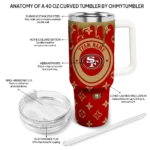 customized san francisco 49ers bullseye drips red curved tumbler best selling.webp