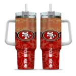 customized san francisco 49ers chevron stripe red curved tumbler best selling.webp
