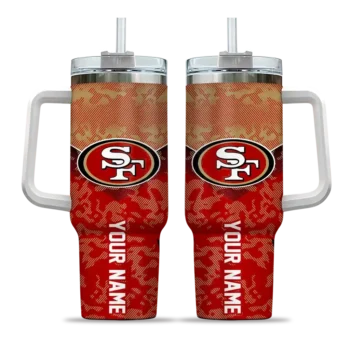 customized san francisco 49ers chevron stripe red curved tumbler best selling.webp