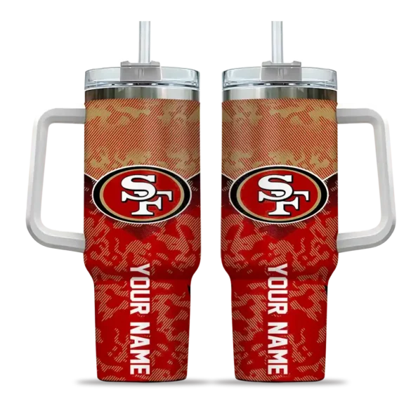 customized san francisco 49ers chevron stripe red curved tumbler best selling.webp