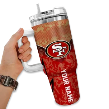 customized san francisco 49ers chevron stripe red curved tumbler fashion forward.webp