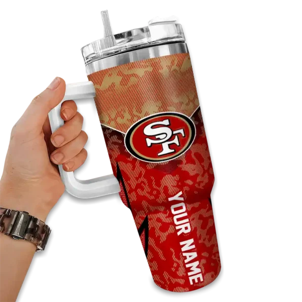 customized san francisco 49ers chevron stripe red curved tumbler fashion forward.webp