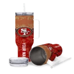customized san francisco 49ers chevron stripe red curved tumbler best selling.webp