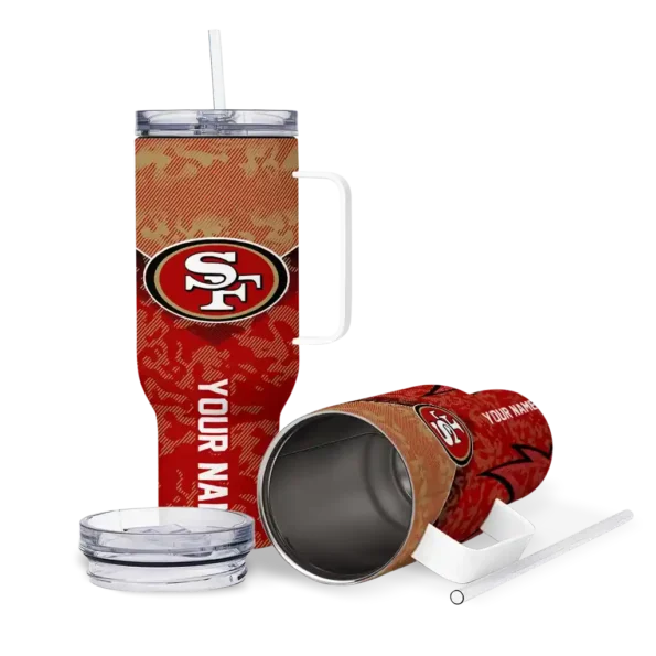customized san francisco 49ers chevron stripe red curved tumbler high quality.webp