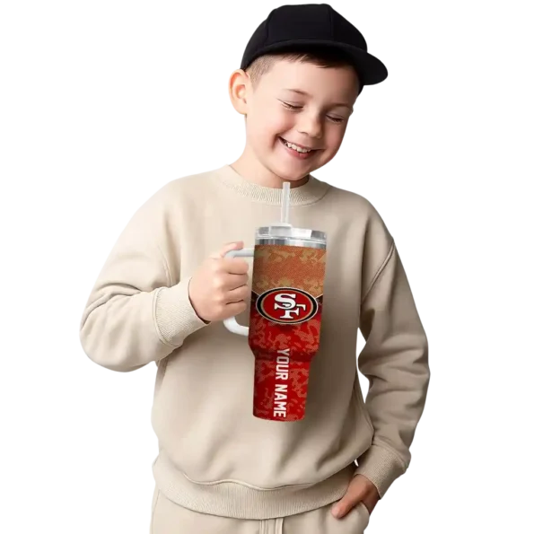 customized san francisco 49ers chevron stripe red curved tumbler latest model.webp