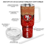 customized san francisco 49ers chevron stripe red curved tumbler best selling.webp