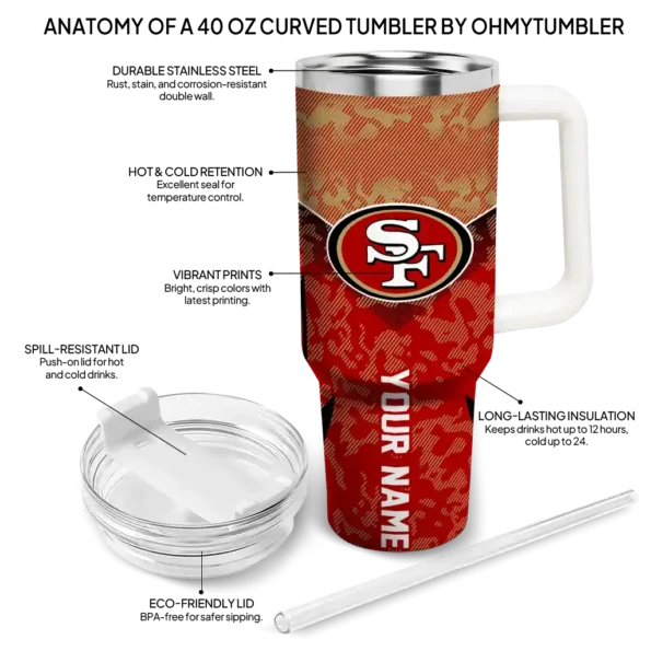 customized san francisco 49ers chevron stripe red curved tumbler new arrival.webp