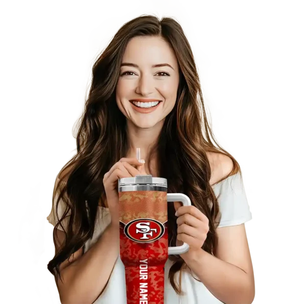 customized san francisco 49ers chevron stripe red curved tumbler premium grade.webp