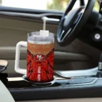 customized san francisco 49ers chevron stripe red curved tumbler best selling.webp