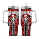 customized san francisco 49ers leopard zipper red curved tumbler best selling.webp