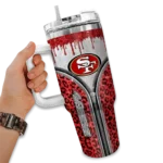 customized san francisco 49ers leopard zipper red curved tumbler best selling.webp
