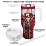 customized san francisco 49ers leopard zipper red curved tumbler best selling.webp