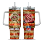 customized san francisco 49ers marbled stripes red curved tumbler best selling.webp