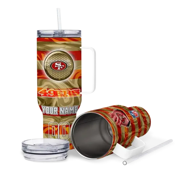 customized san francisco 49ers marbled stripes red curved tumbler high quality.webp