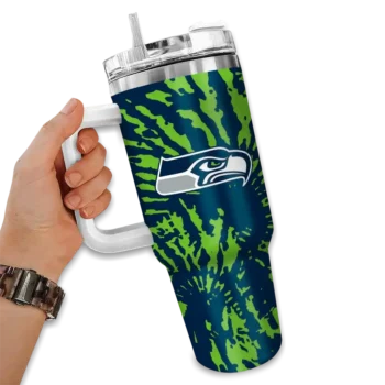 customized seattle seahawks burst swirl blue curved tumbler fashion forward.webp