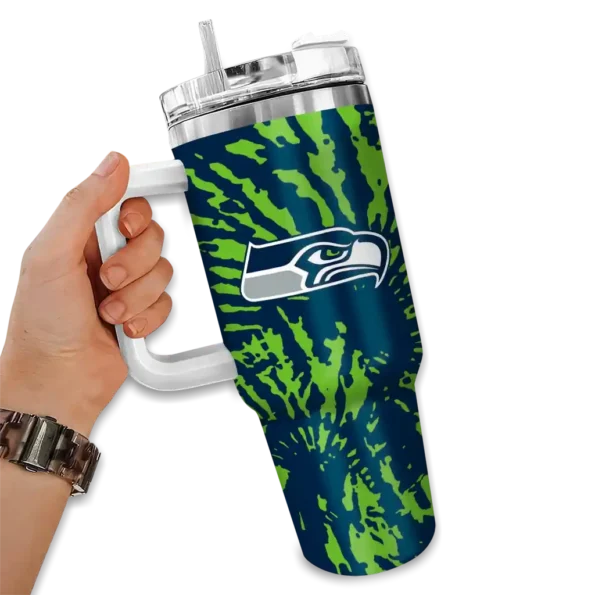 customized seattle seahawks burst swirl blue curved tumbler fashion forward.webp