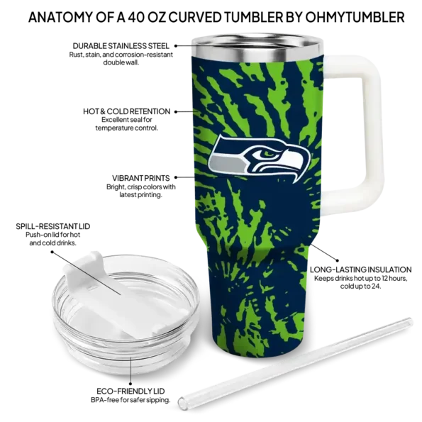customized seattle seahawks burst swirl blue curved tumbler new arrival.webp