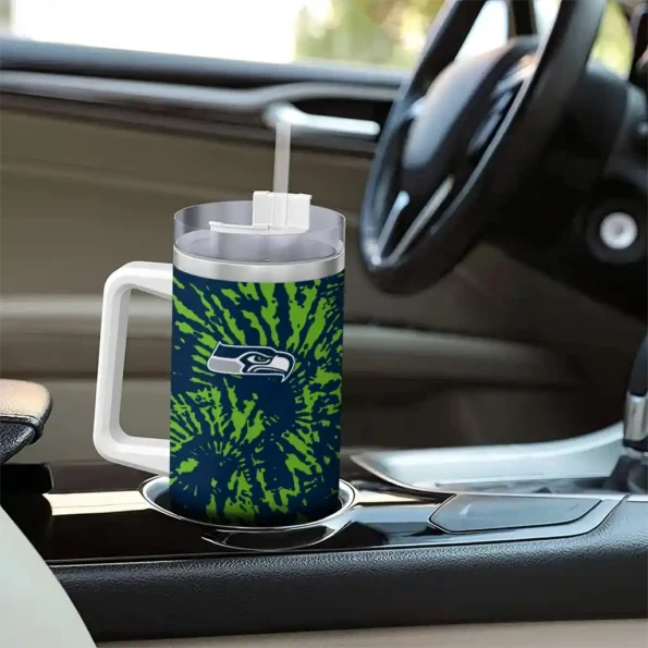 customized seattle seahawks burst swirl blue curved tumbler trendy.webp