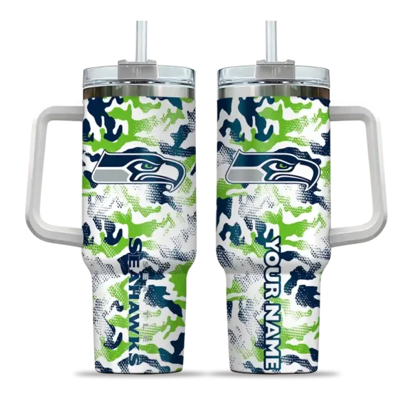 customized seattle seahawks camo mashup blue white curved tumbler best selling.webp