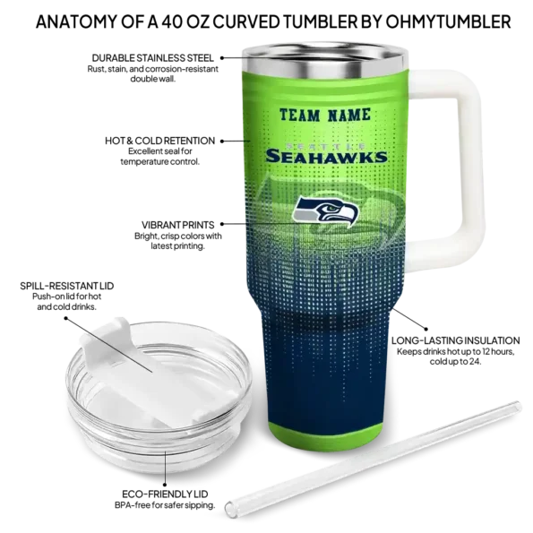 customized seattle seahawks gradient dots blue curved tumbler new arrival.webp