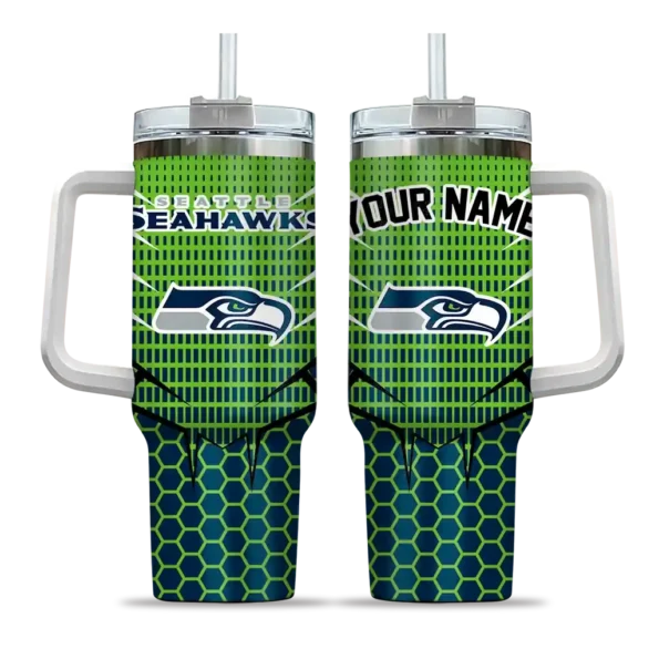 customized seattle seahawks hex texture blue curved tumbler best selling.webp
