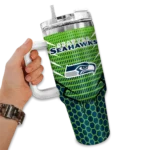 customized seattle seahawks hex texture blue curved tumbler best selling.webp