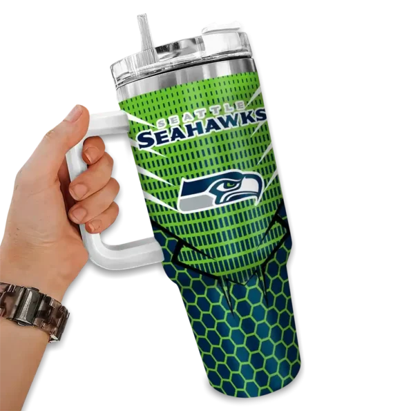 customized seattle seahawks hex texture blue curved tumbler fashion forward.webp