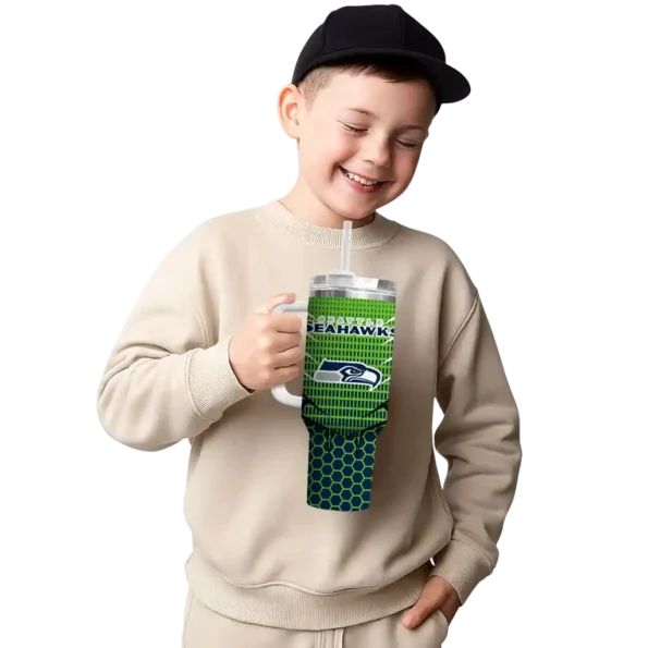 customized seattle seahawks hex texture blue curved tumbler latest model.webp