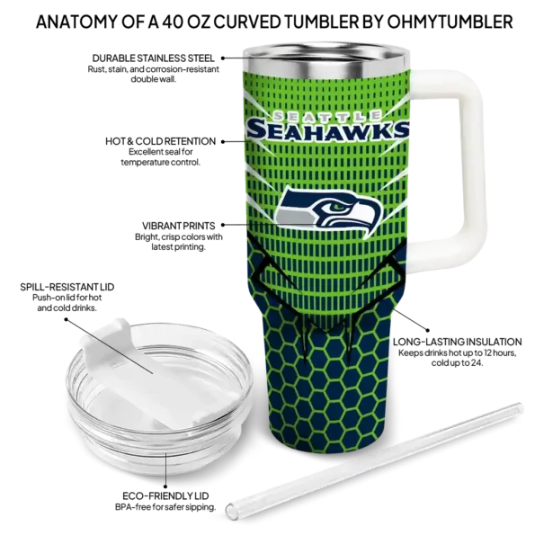 customized seattle seahawks hex texture blue curved tumbler new arrival.webp