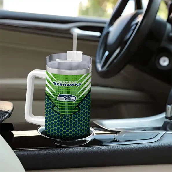 customized seattle seahawks hex texture blue curved tumbler trendy.webp