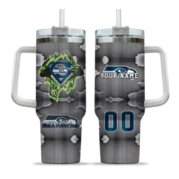 customized seattle seahawks superman shield blue gray curved tumbler best selling.webp