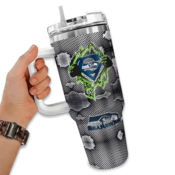 customized seattle seahawks superman shield blue gray curved tumbler fashion forward.webp