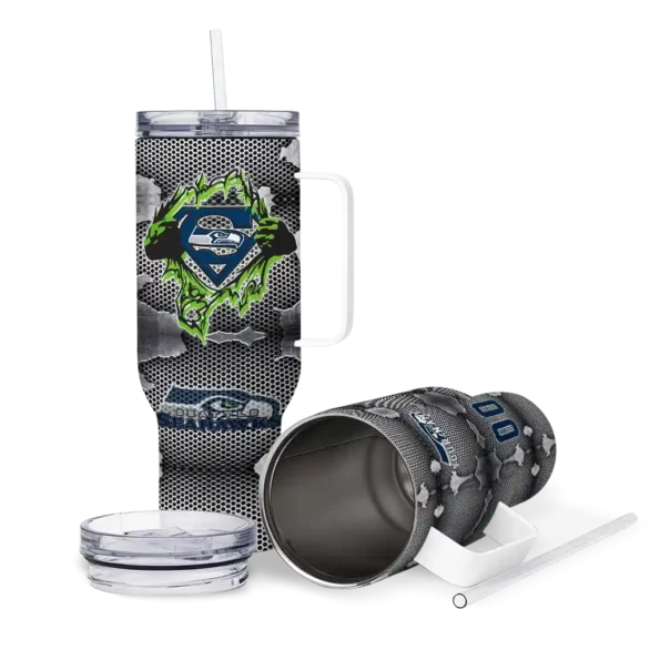 customized seattle seahawks superman shield blue gray curved tumbler high quality.webp