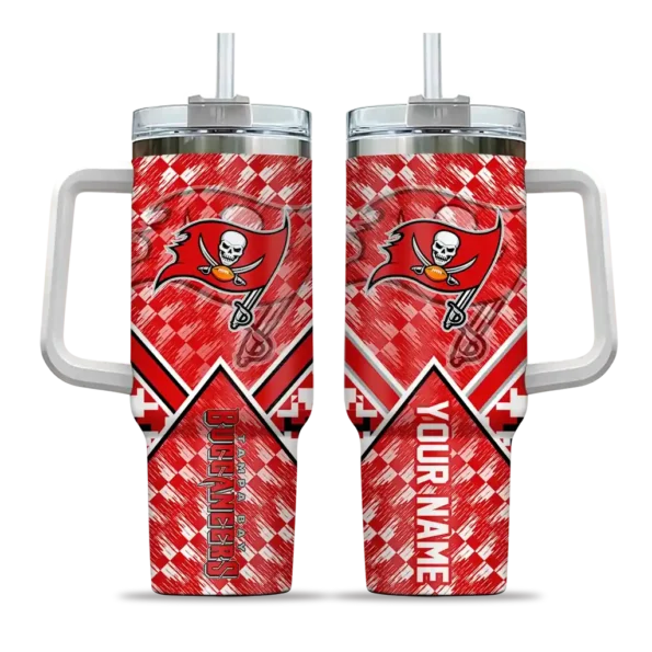 customized tampa bay buccaneers chevron angle red curved tumbler best selling.webp