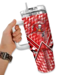 customized tampa bay buccaneers chevron angle red curved tumbler best selling.webp