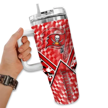 customized tampa bay buccaneers chevron angle red curved tumbler fashion forward.webp