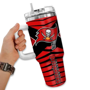 customized tampa bay buccaneers chevron layers red curved tumbler fashion forward.webp