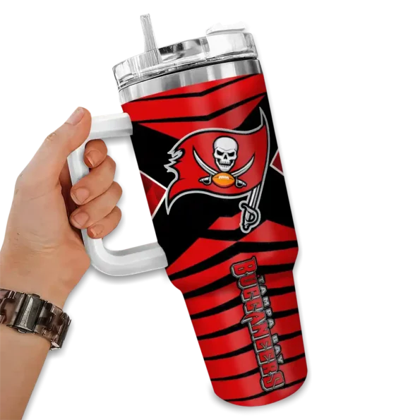 customized tampa bay buccaneers chevron layers red curved tumbler fashion forward.webp