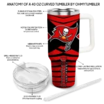 customized tampa bay buccaneers chevron layers red curved tumbler best selling.webp