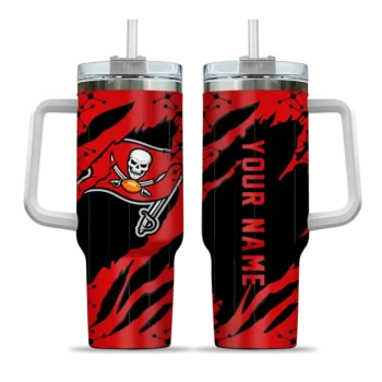 customized tampa bay buccaneers claw cut red black curved tumbler best selling.webp