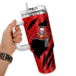 customized tampa bay buccaneers claw cut red black curved tumbler best selling.webp